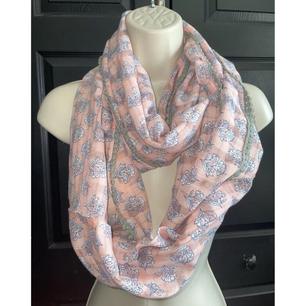 J Jill NWT Pink Floral Scarf One Size Lightweight Spring Boho Cottagecore Wrap